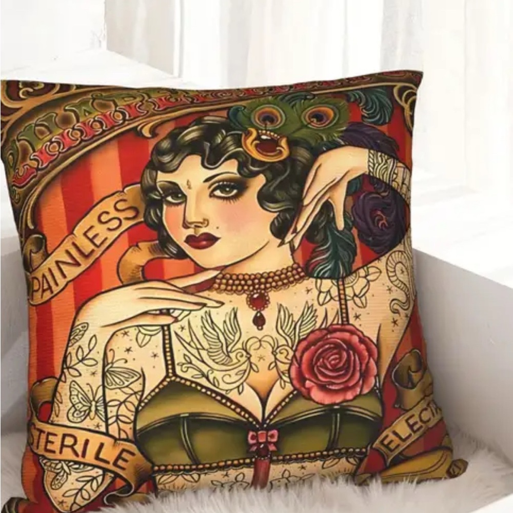 Vintage Tattoo Art Accent Pillow Cover